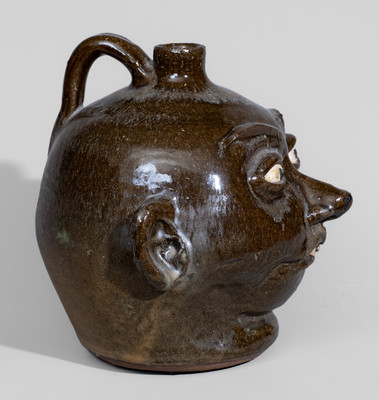 Alkaline-Glazed "Lanier Meaders," Cleveland, GA Stoneware Jug w/ Rock Teeth, c1975