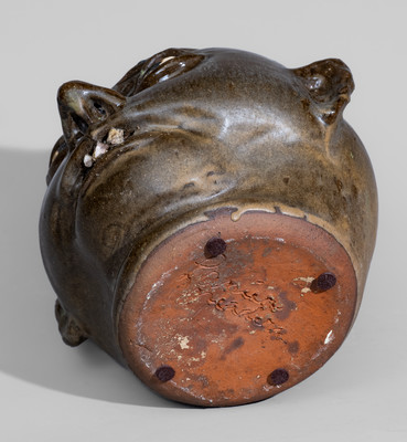 Alkaline-Glazed "Lanier Meaders," Cleveland, GA Stoneware Jug w/ Rock Teeth, c1975