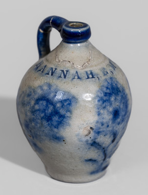 Miniature New York State Stoneware Presentation Jug for HANNAH E. MUNRO, c1835