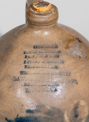 Exceptional Stoneware Jug w/ Elaborate New York City Advertising for Drugs, Medicines, Paints, Oils, Glass, c1830