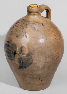 Exceptional Stoneware Jug w/ Elaborate New York City Advertising for Drugs, Medicines, Paints, Oils, Glass, c1830