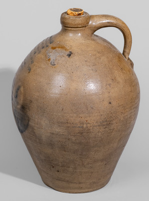 Exceptional Stoneware Jug w/ Elaborate New York City Advertising for Drugs, Medicines, Paints, Oils, Glass, c1830