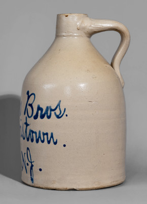 Half-Gallon Morristown, NJ Stoneware Advertising Jug attrib. Fulper Pottery, Flemington