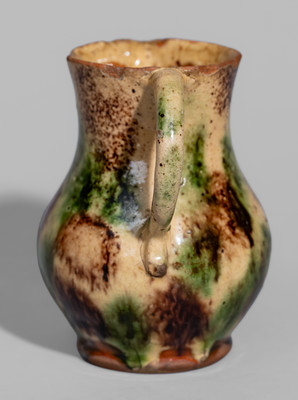 Rare and Fine Diminutive Redware Pitcher w/ Three-Color Slip Decoration, possibly Salem, NC, late 18th century