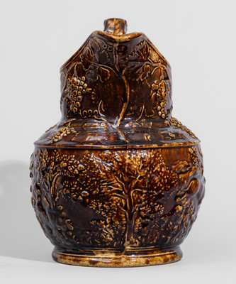 Rockingham-Glazed Hunt Scene Pitcher, probably NJ, mid 19th century