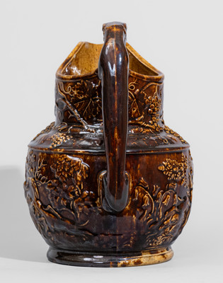 Rockingham-Glazed Hunt Scene Pitcher, probably NJ, mid 19th century