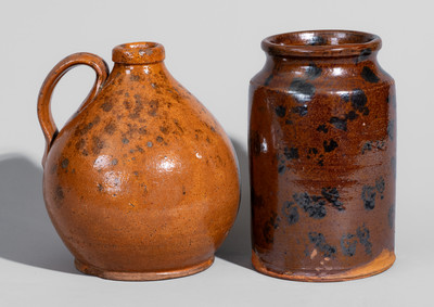 Two Pieces of Manganese-Decorated American Redware, 19th century