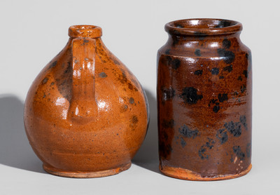 Two Pieces of Manganese-Decorated American Redware, 19th century