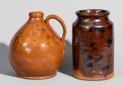 Two Pieces of Manganese-Decorated American Redware, 19th century