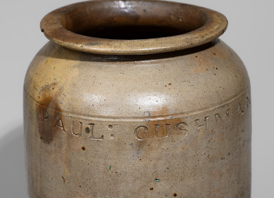 PAUL CUSHMAN (Albany, New York) Salt-Glazed Stoneware Jar, early 19th century