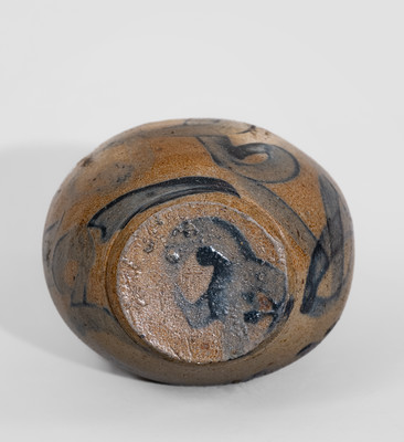 Rare Stoneware Flask w/ Elaborate Cobalt Decoration, Inscribed Twice "1820," possibly Southern or Midwestern U.S.
