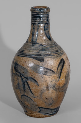 Rare Stoneware Flask w/ Elaborate Cobalt Decoration, Inscribed Twice "1820," possibly Southern or Midwestern U.S.