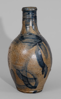 Rare Stoneware Flask w/ Elaborate Cobalt Decoration, Inscribed Twice "1820," possibly Southern or Midwestern U.S.