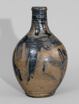 Rare Stoneware Flask w/ Elaborate Cobalt Decoration, Inscribed Twice "1820," possibly Southern or Midwestern U.S.