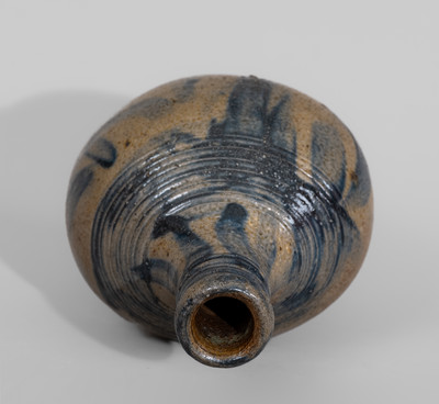 Rare Stoneware Flask w/ Elaborate Cobalt Decoration, Inscribed Twice "1820," possibly Southern or Midwestern U.S.