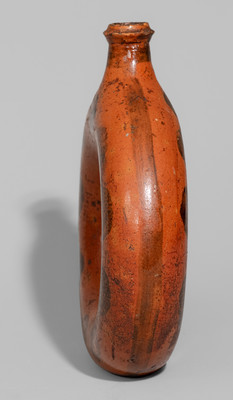Rare Manganese-Decorated Redware Ring Bottle, TN or possibly NC, c1840-80