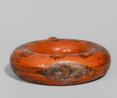 Rare Manganese-Decorated Redware Ring Bottle, TN or possibly NC, c1840-80