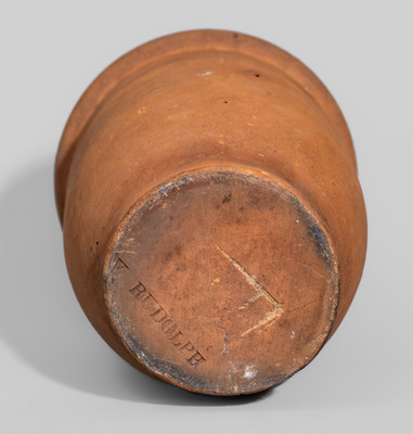 Small-Sized V. RUDOLPH (Shippensburg, PA) Redware Jar, c1868-88