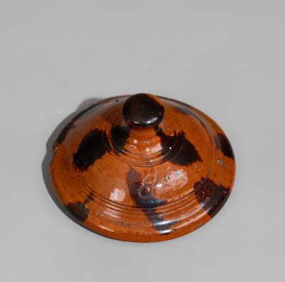 Exceptional Cain Pottery, Sullivan County, Tennessee, Lidded Redware Jar
