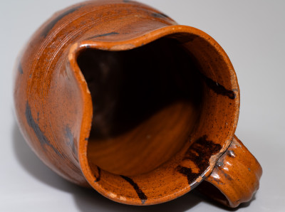 Exceptional Cain Pottery, Sullivan County, Tennessee, Redware Pitcher