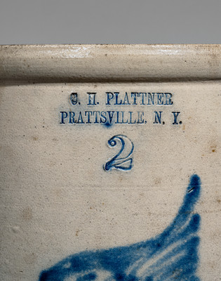 Prattsville, NY Stoneware Advertising Crock w/ Chicken Decoration, attrib. Brady & Ryan, Ellenville