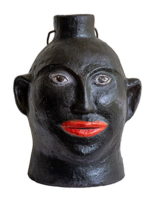 Rare Painted Woman Face Jug, possibly North Carolina origin, 20th century