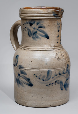 Rare D.P. SHENFELDER / READING, PA Stoneware Pitcher, c1875