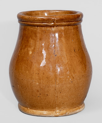 Rare "Leetonia Pottery" (Ohio) November 25, 1877 Rockingham-Glazed Jar w/ Elaborate Incised Inscription