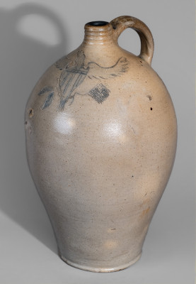Stoneware Jug with Incised Federal Eagle Motif, attributed to Daniel Goodale, Hartford, CT, circa 1825-1830. 