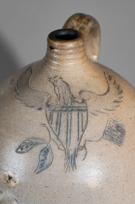 Stoneware Jug with Incised Federal Eagle Motif, attributed to Daniel Goodale, Hartford, CT, circa 1825-1830. 
