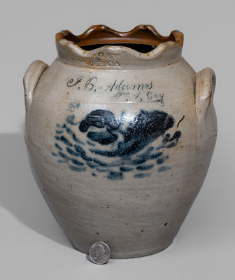 Exceedingly Rare and Important John Quincy Adams Stoneware Jar by "Wm. A. Gay," Utica, NY, c1828