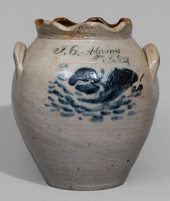 Exceedingly Rare and Important John Quincy Adams Stoneware Jar by "Wm. A. Gay," Utica, NY, c1828