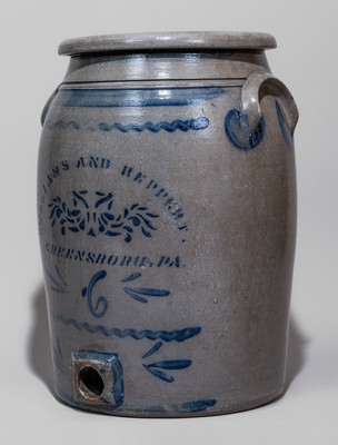 Rare WILLIAMS AND REPPERT / GREENSBORO, PA Six-Gallon Stoneware Water Cooler