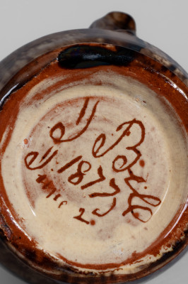Very Rare and Exceptional John Bell Redware Cruet Inscribed “J. Bell / June 2 1877”