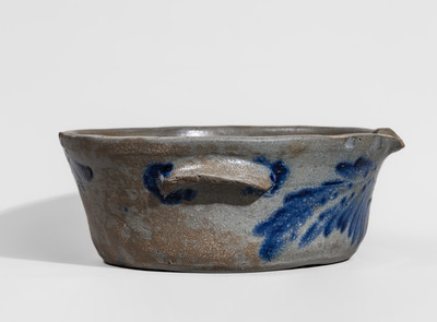 Important and Unique TILDON EASTON, Alexandria, VA Stoneware Milk Pan, 1841-43