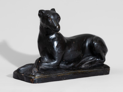 Exceedingly Rare and Important Solomon Bell / Winchester, VA Redware Whippet Figure