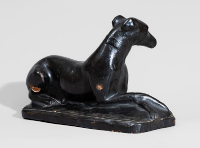 Exceedingly Rare and Important Solomon Bell / Winchester, VA Redware Whippet Figure
