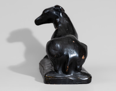 Very Rare and Important "Solomon Bell / Winchester," Virginia Redware Figure of a Whippet