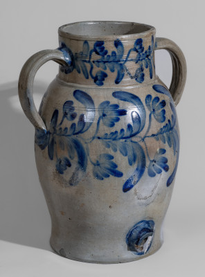 Exceptional 5 Gal. H. C. SMITH / ALEXA. / D.C. Stoneware Water Cooler with Elaborate Decoration