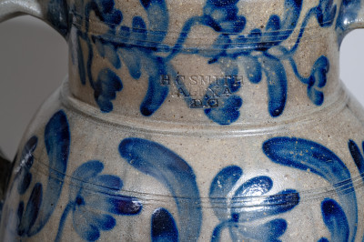 Exceptional 5 Gal. H. C. SMITH / ALEXA. / D.C. Stoneware Water Cooler with Elaborate Decoration