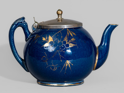 Attrib. J.E. Jeffords, Philadelphia, PA Blue-Glazed Porcelain Teapot, c1880