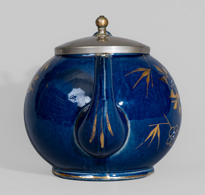Attrib. J.E. Jeffords, Philadelphia, PA Blue-Glazed Porcelain Teapot, c1880