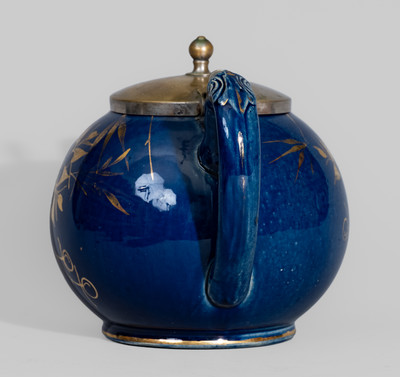 Attrib. J.E. Jeffords, Philadelphia, PA Blue-Glazed Porcelain Teapot, c1880