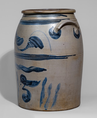 Scarce Five-Gallon N. COOPER / MAYSVILLE, KY Stoneware Jar w/ Elaborate Cobalt Floral Decoration