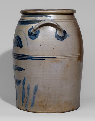 Scarce Five-Gallon N. COOPER / MAYSVILLE, KY Stoneware Jar w/ Elaborate Cobalt Floral Decoration