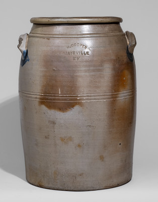 Scarce Five-Gallon N. COOPER / MAYSVILLE, KY Stoneware Jar w/ Elaborate Cobalt Floral Decoration