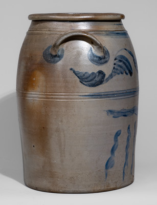 Scarce Five-Gallon N. COOPER / MAYSVILLE, KY Stoneware Jar w/ Elaborate Cobalt Floral Decoration