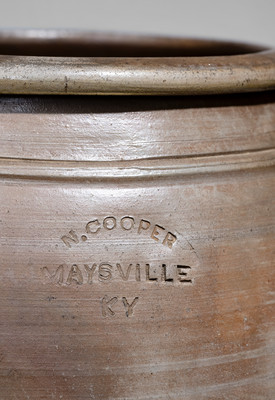 Scarce Five-Gallon N. COOPER / MAYSVILLE, KY Stoneware Jar w/ Elaborate Cobalt Floral Decoration