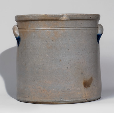 Four-Gallon SAM'L I. IRVINE, / NEWVILLE, PA Stoneware Crock w/ Cobalt Floral Decoration
