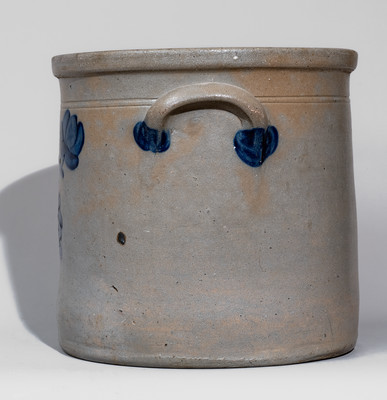 Four-Gallon SAM'L I. IRVINE, / NEWVILLE, PA Stoneware Crock w/ Cobalt Floral Decoration